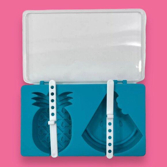 Pineapple & Watermelon Shape Ice Pop Tray Popsicle Mold & Reusable Pop Sticks - Picture 13 of 16